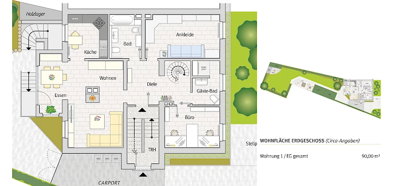 Grundriss Erdgeschoss / Lageplan